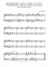 Téléchargez l'arrangement pour piano de la partition de Traditionnel-Promenons-nous-dans-les-bois en PDF